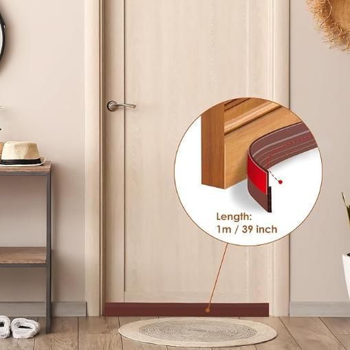 Self-Adhesive Wood Floor Transition Strip Tape - 1 Meter (3.3 Feet) Silicone Ramp for Doorways, Universal Color