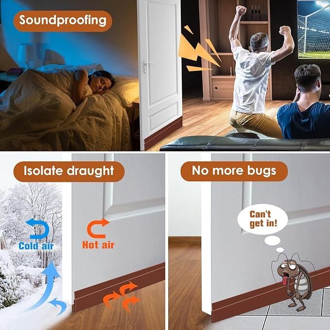 Self-Adhesive Wood Floor Transition Strip Tape - 1 Meter (3.3 Feet) Silicone Ramp for Doorways, Universal Color