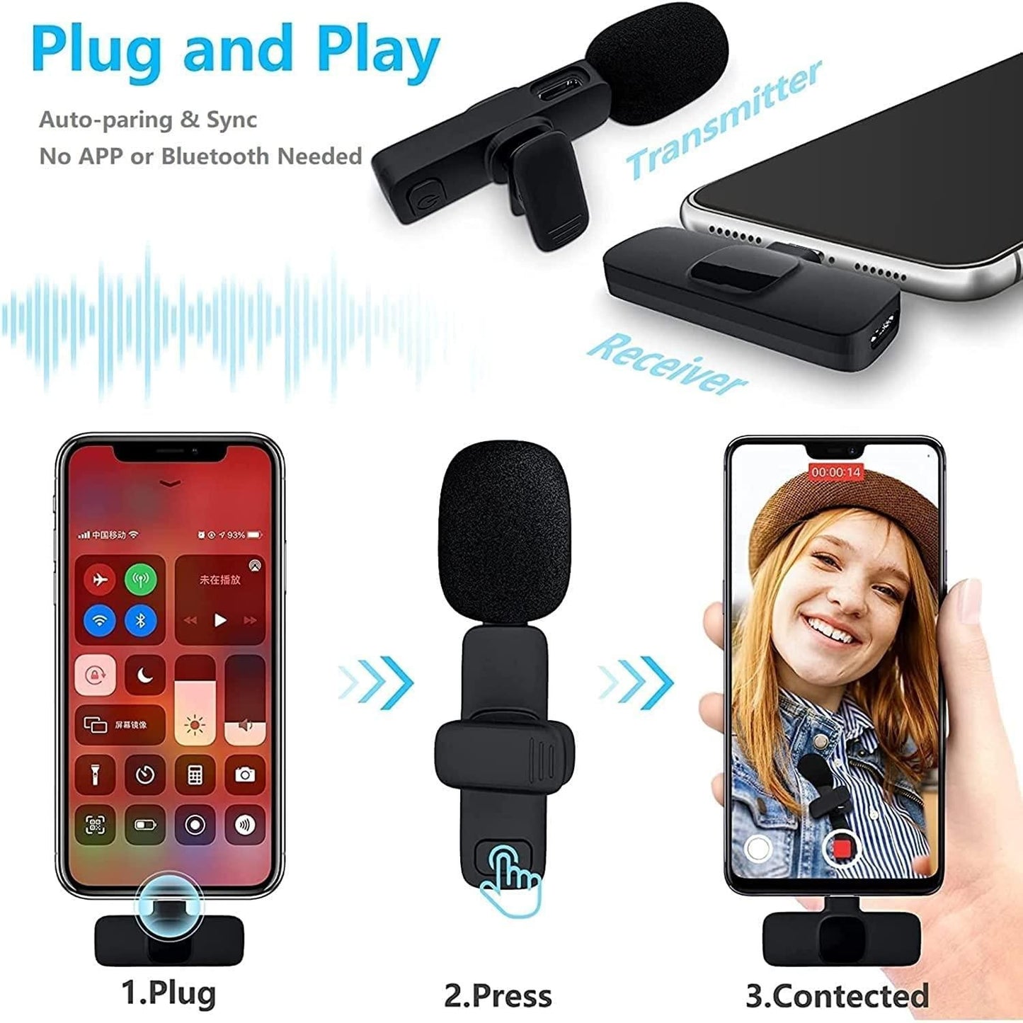 Premium Wireless Microphone with Noise Cancellation & Long Battery Life – Perfect for Content Creators 2025 | Wireless Microphone