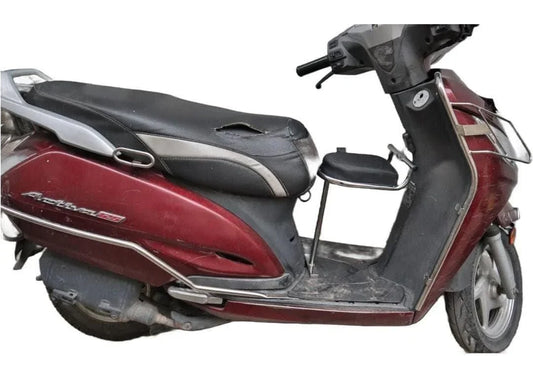 Portable Baby Seat for Scooters – Leather & Stainless Steel Baby Safety Seat with Side Footrest Guard | Compatible with Ola, Activa, Iqube, Jupiter, Access & Burgman