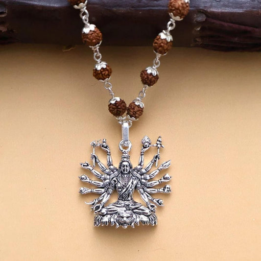 Sitted Shiva Embrace Silver Pendant with Chain - Alloy Spiritual Jewelry for Men, 150 gm Casual Wear Pendant