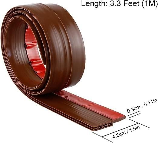 Self-Adhesive Wood Floor Transition Strip Tape - 1 Meter (3.3 Feet) Silicone Ramp for Doorways, Universal Color